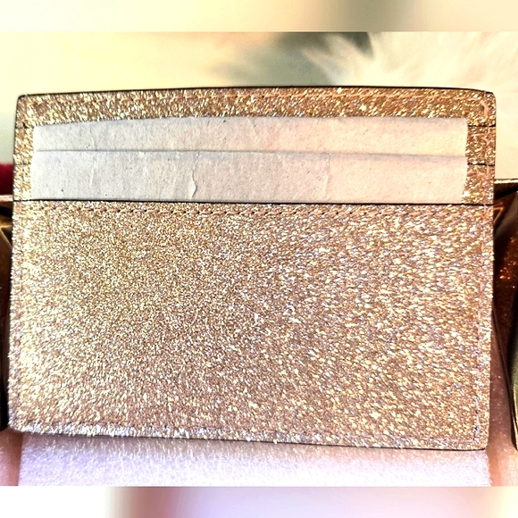 Kate Spade Gold Glitter Slim Cardholder with Box - Picture 2 of 8